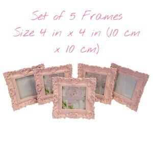 Laura Ashley Pink Ornate Picture Frame Set 4x4 Rocco Style Resin Baby Wedding